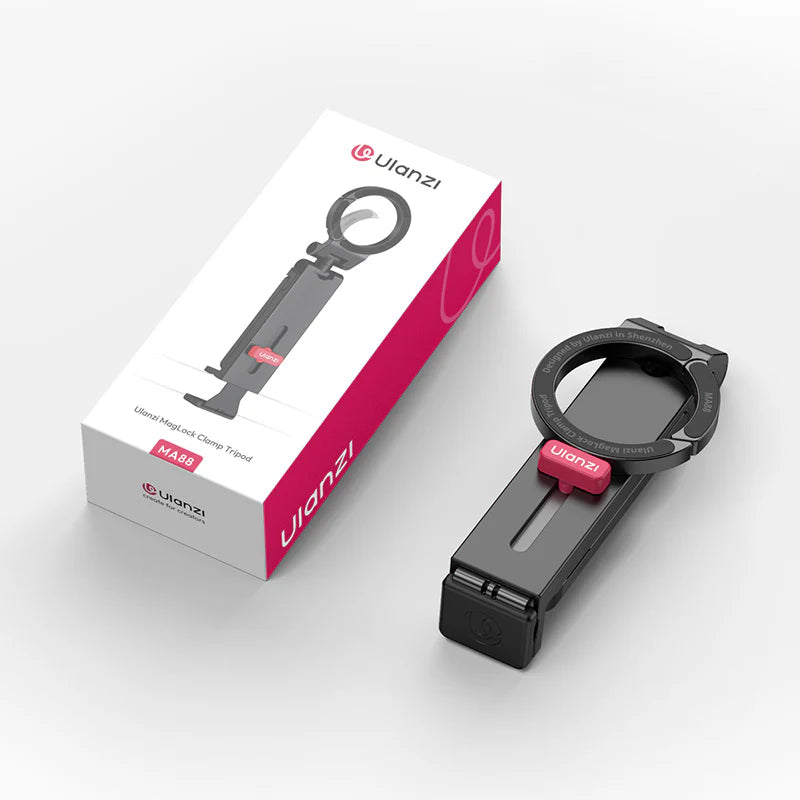 Ulanzi MA88 MagSafe対応 マグネット式ポータブル トラベルデスククリップ＆乗り物用スマホホルダー