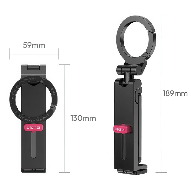 Ulanzi MA88 MagSafe対応 マグネット式ポータブル トラベルデスククリップ＆乗り物用スマホホルダー